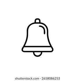 Icono de campana de contorno con palmada superior redondeada en la notificación de símbolo