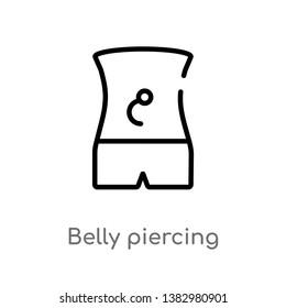 outline belly piercing vector icon. isolated black simple line element illustration from jewelry concept. editable vector stroke belly piercing icon on white background