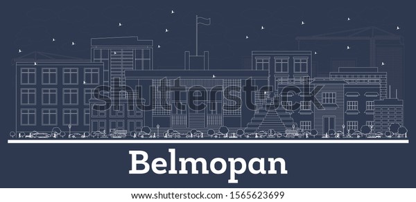 Outline Belmopan Belize City Skyline White Stock Vector Royalty Free