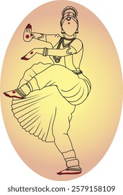 Outline of Bharatnatyam Dancer in Nataraja pose