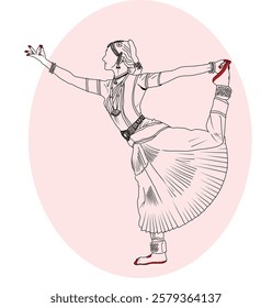 Outline of Bharatnatyam Dancer in Standing Pose