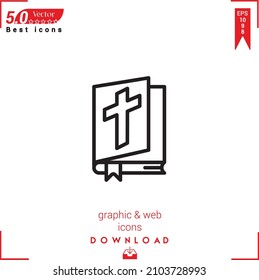 Icono de la biblia de contorno. vector de icono de la biblia aislado en fondo blanco. Diseño gráfico, diseño de material, iconos de Best sellers 2022, aplicación móvil, diseño de UI UX, vector de formato EPS 10