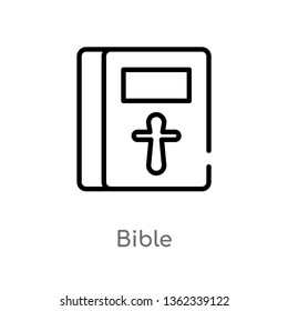 outline bible vector icon. isolated black simple line element illustration from literature concept. editable vector stroke bible icon on white background
