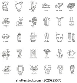 Outline Bicycle Elements Thin Line and Pixel Perfect Icons