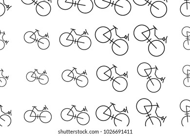Outline of bicycle illustrations background abstract, hand drawn texture. Cartoon style vector.