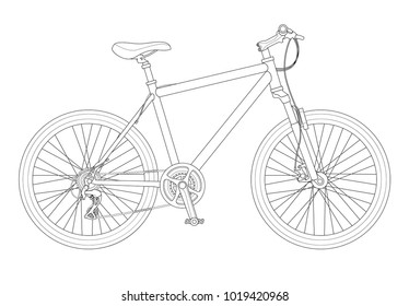 Outline Bicycle Outline Isolated On White Stock Vector (Royalty Free ...