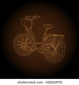 Outline of bicycle, vector illustration