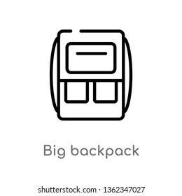 outline big backpack vector icon. isolated black simple line element illustration from airport terminal concept. editable vector stroke big backpack icon on white background