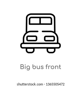 outline big bus front vector icon. isolated black simple line element illustration from mechanicons concept. editable vector stroke big bus front icon on white background
