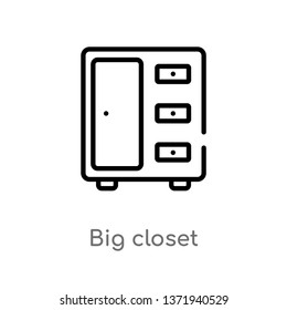 outline big closet vector icon. isolated black simple line element illustration from construction concept. editable vector stroke big closet icon on white background
