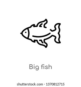 outline big fish vector icon. isolated black simple line element illustration from animals concept. editable vector stroke big fish icon on white background