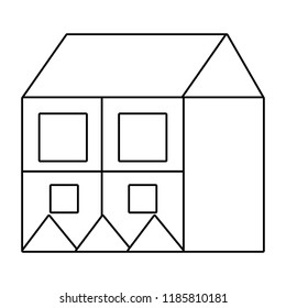 outline big house with square windows and roof design