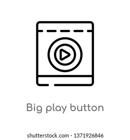 outline big play button vector icon. isolated black simple line element illustration from cinema concept. editable vector stroke big play button icon on white background