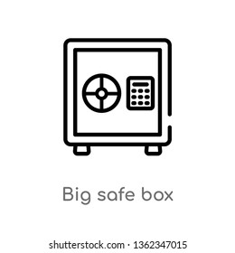 outline big safe box vector icon. isolated black simple line element illustration from airport terminal concept. editable vector stroke big safe box icon on white background