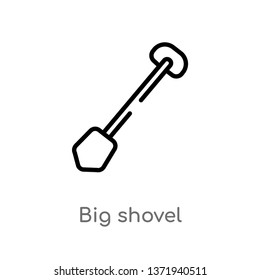 outline big shovel vector icon. isolated black simple line element illustration from construction concept. editable vector stroke big shovel icon on white background
