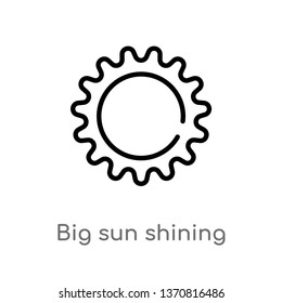 outline big sun shining vector icon. isolated black simple line element illustration from astronomy concept. editable vector stroke big sun shining icon on white background