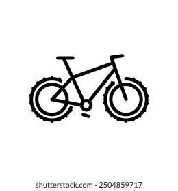 Fahrradsymbol umreißen. Vektorzeichen des Fahrrads. Schlanke Fahrrad-Logotype. Die Silhouette des Fahrrads. Webvektordesign. E-Fahrrad-Symbol. City-Bike-Logo einzeln auf weißem Hintergrund.