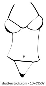 outline of  bikini bathing suit isolated on white - vector