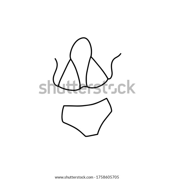Outline Bikini Doodle Black White Illustration Stock Vector (Royalty