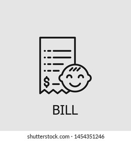 Outline bill vector icon. Bill illustration for web, mobile apps, design. Bill vector symbol.
