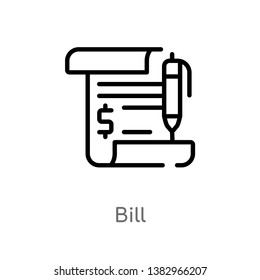 outline bill vector icon. isolated black simple line element illustration from digital economy concept. editable vector stroke bill icon on white background