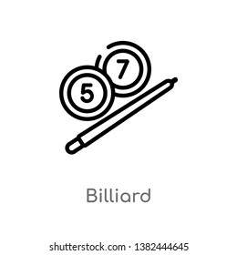 outline billiard vector icon. isolated black simple line element illustration from free time concept. editable vector stroke billiard icon on white background
