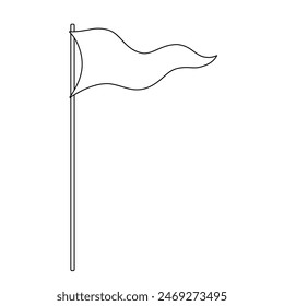 Outline billowing flag icon. Hand drawn line graphic illustration