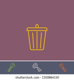 Outline bin icon.Best bin vector, illustrated icon for modern web and mobile design.Bonus broken key symbol
