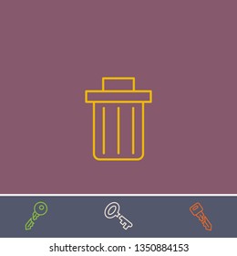 Outline bin icon.Best bin vector, illustrated icon for modern web and mobile design.Bonus broken key symbol
