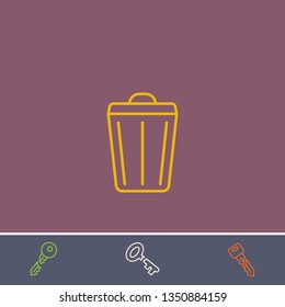 Outline bin icon.Best bin vector, illustrated icon for modern web and mobile design.Bonus broken key symbol