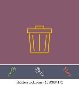 Outline bin icon.Best bin vector, illustrated icon for modern web and mobile design.Bonus broken key symbol