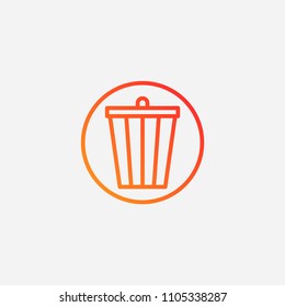 Outline bin icon,gradient illustration,vector trash sign symbol