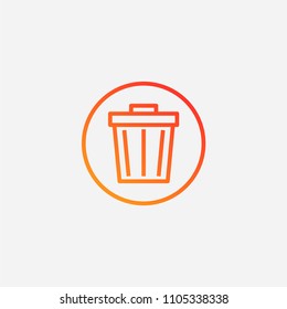 Outline bin icon,gradient illustration,vector trash sign symbol