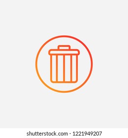 Outline bin icon,gradient illustration,vector trash sign symbol