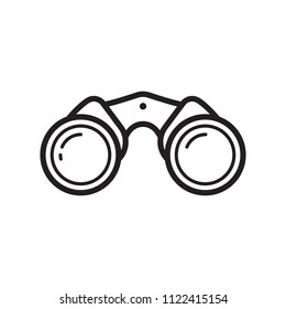 Outline binoculars logo or logotype template in line art. Simple binocular icon.