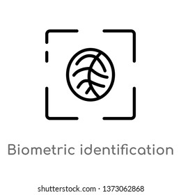 outline biometric identification vector icon. isolated black simple line element illustration from cyber concept. editable vector stroke biometric identification icon on white background