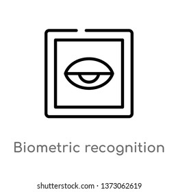 outline biometric recognition vector icon. isolated black simple line element illustration from cyber concept. editable vector stroke biometric recognition icon on white background