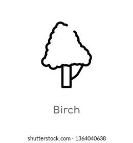 outline birch vector icon. isolated black simple line element illustration from nature concept. editable vector stroke birch icon on white background