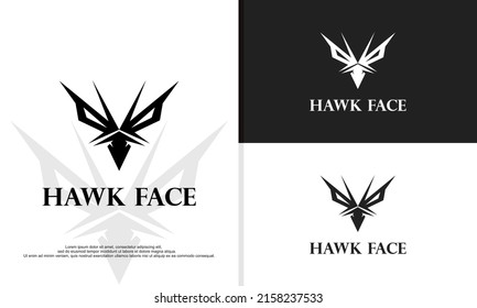 Outline bird and eagle face symbols on white background. Abstract bird icons.