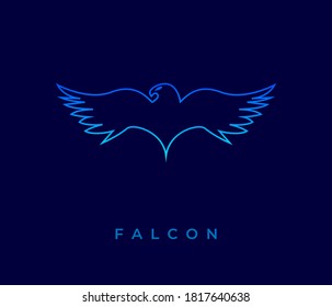 outline bird of logo design with blue color. flat design
