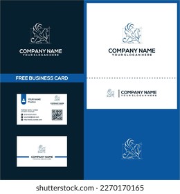 Outline Bird logo vector template design. Flying outline paper Bird vector logo. Black Background Tree with Flying Bird Illustration Hand Drawing Symbol Logo Vector. Bird Leaves Creative Logo Design. 