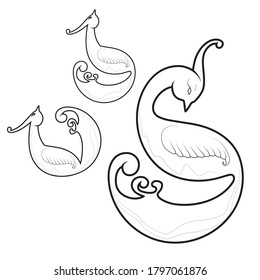 Esquema de pájaro sobre fondo blanco. Ilustración del vector