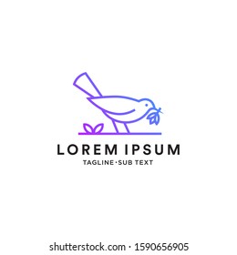 Outline bird vector simple illustration suitable for logo and web page