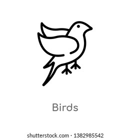 outline birds vector icon. isolated black simple line element illustration from logo concept. editable vector stroke birds icon on white background