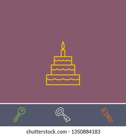 Outline birthday cake icon.Best birthday cake vector, illustrated icon for modern web and mobile design.Bonus broken key symbol