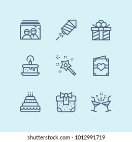 Outline Birthday, event, celebration vector simple icons for web and mobile design pack 2