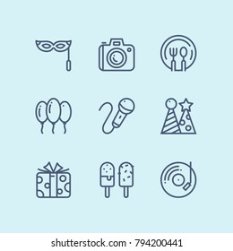 Outline Birthday, event, celebration vector simple icons for web and mobile design pack 4
