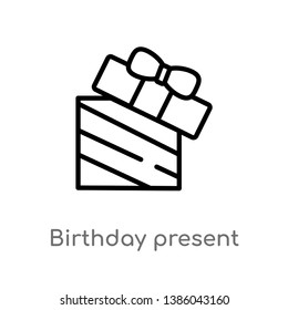 outline birthday present vector icon. isolated black simple line element illustration from general concept. editable vector stroke birthday present icon on white background