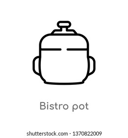outline bistro pot vector icon. isolated black simple line element illustration from bistro and restaurant concept. editable vector stroke bistro pot icon on white background