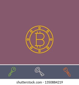 Outline bitcoin icon.Best bitcoin vector, illustrated icon for modern web and mobile design.Bonus broken key symbol